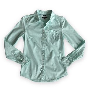 Tommy Hilfiger Mint light Green Button Down Long Sleeve Shirt Womens XS